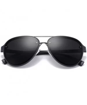 Driving Polarized Sunglasses Men TAC Lens Flat Top Tr90 Male Sun Glasses Fashion - Dark Blue - CS18KMXNE8T $8.93 Aviator