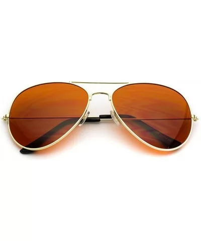 Aviator Metal Frame Sunglasses Classic Style - Gold- Amber Blue Block - CB17Y7HZWHR $6.00 Aviator