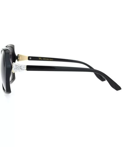 Womens Celebrity Cluster Rhinestone Hinge Butterfly Plastic Sunglasses - Black Gold Smoke - CD18OQXD3DG $8.84 Butterfly