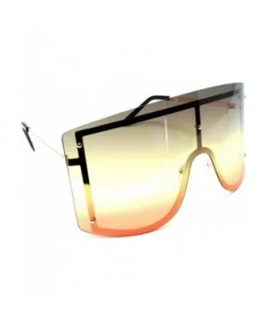 Arctic Rimless Oversized One Piece Shield Flat Top Sunglasses - Gold & Black Metallic Frame - C918YUNT5RT $10.50 Oversized