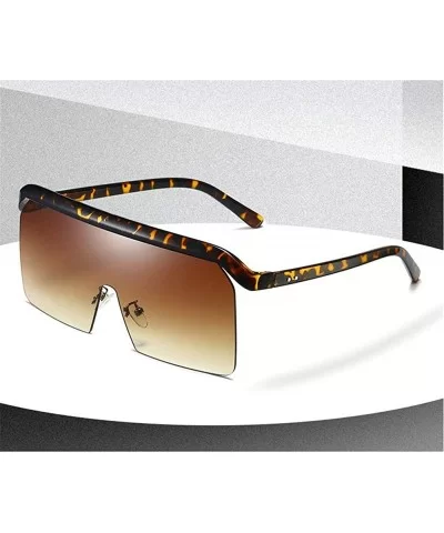 oversized sunglasses designer glasses fashion - Brown - CW18U4CKIQ3 $6.91 Shield