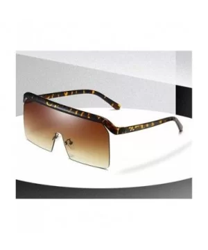 oversized sunglasses designer glasses fashion - Brown - CW18U4CKIQ3 $6.91 Shield