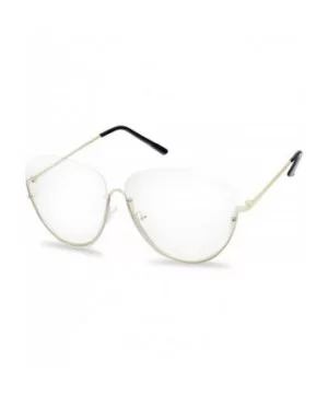 Large Rimless Gold Trim Half Frame Aviator Clear Lens Fashion Sun Glasses - Gold - C2183ZXX7E2 $5.86 Aviator