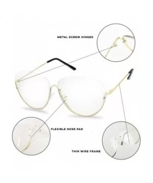 Large Rimless Gold Trim Half Frame Aviator Clear Lens Fashion Sun Glasses - Gold - C2183ZXX7E2 $5.86 Aviator