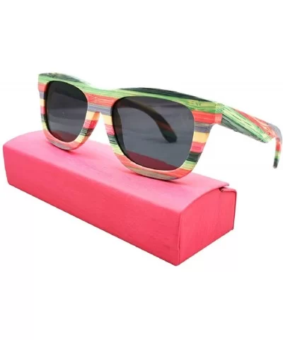 Bamboo Sunglasses Polarized Women Lightweight Colorful Wood Sunglasses that Floating Outdoor - Black - C118SQ668NK $28.25 Square