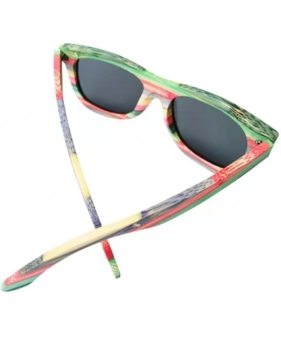 Bamboo Sunglasses Polarized Women Lightweight Colorful Wood Sunglasses that Floating Outdoor - Black - C118SQ668NK $28.25 Square