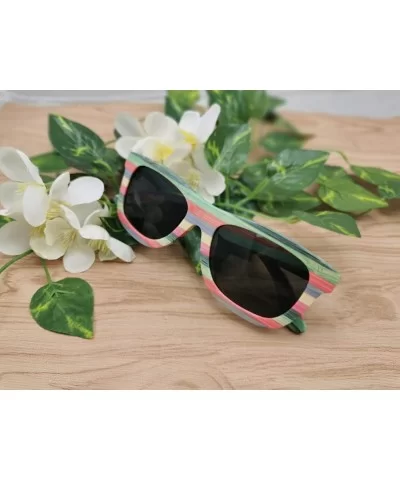 Bamboo Sunglasses Polarized Women Lightweight Colorful Wood Sunglasses that Floating Outdoor - Black - C118SQ668NK $28.25 Square