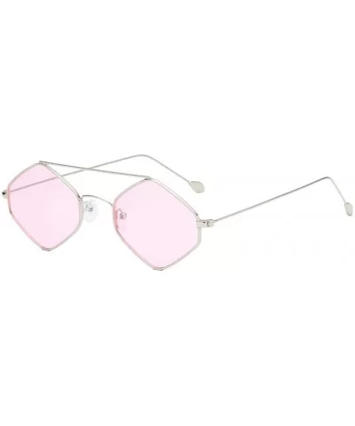 Women sunglasses polarized uv protection aviator small face retro vintage - Pink - CP18SAZLYK9 $5.74 Aviator