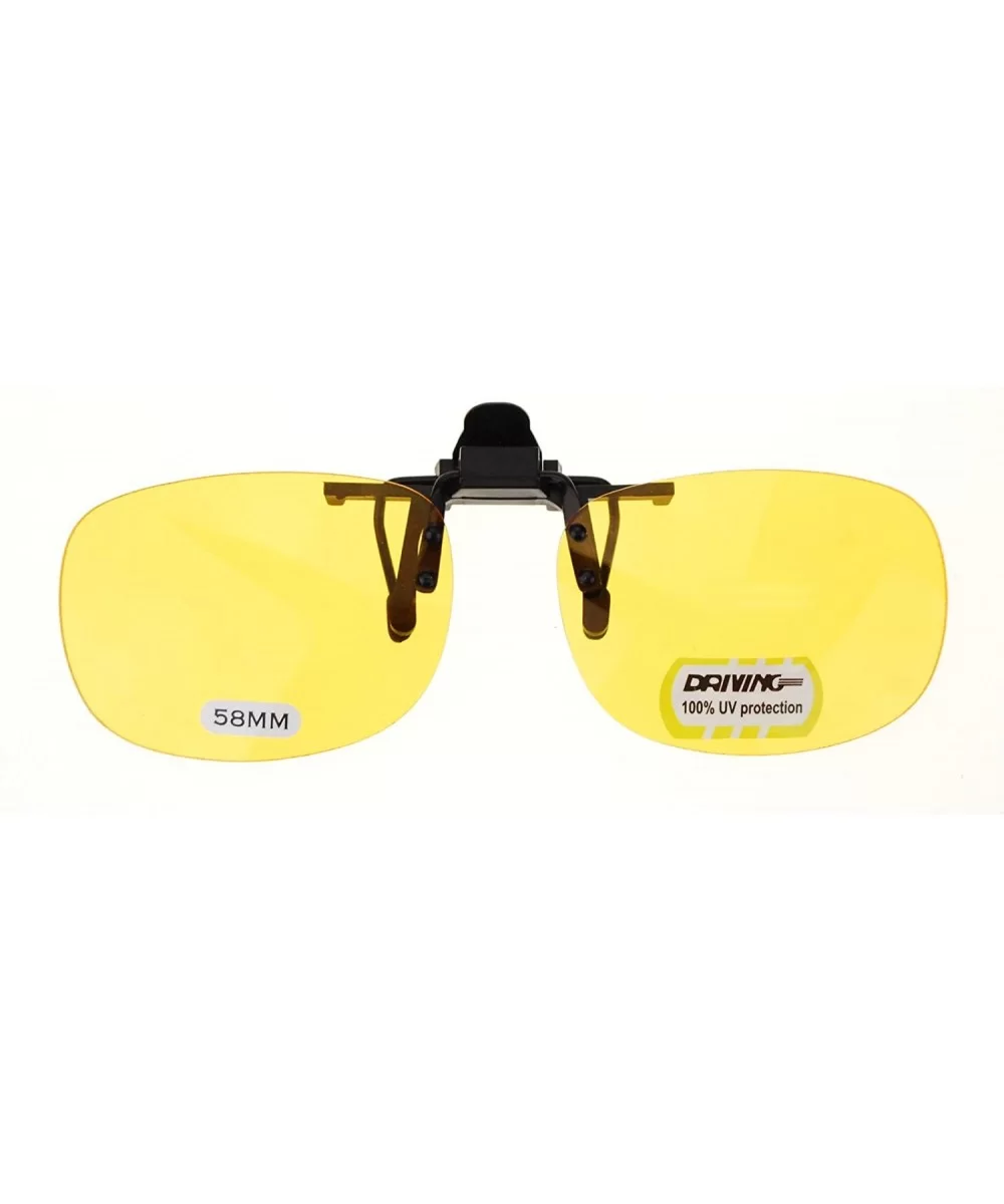 Unisex Retro 42mm x 58mm Clip On Night Driving Yellow Lens Sunglasses Black - CM11TOO78OL $4.55 Oval