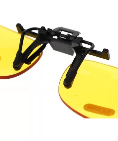 Unisex Retro 42mm x 58mm Clip On Night Driving Yellow Lens Sunglasses Black - CM11TOO78OL $4.55 Oval