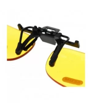 Unisex Retro 42mm x 58mm Clip On Night Driving Yellow Lens Sunglasses Black - CM11TOO78OL $4.55 Oval