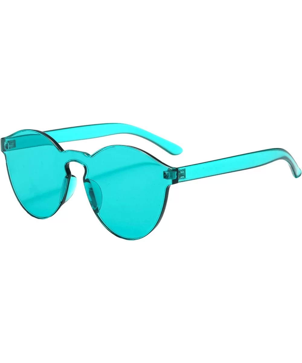 Rimless Tinted Sunglasses Transparent Candy Color Glasses - Lake Blue - CO18Q9SGIHA $12.86 Rimless