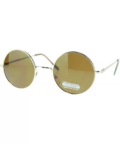 Gold Thin Lite Metal Frame Round Circle Sunglasses Spring Hinge - CK11OVN7TBR $9.07 Round