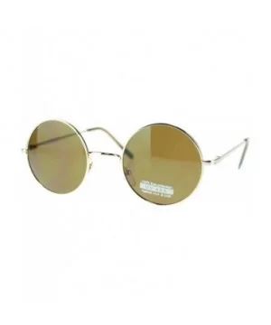 Gold Thin Lite Metal Frame Round Circle Sunglasses Spring Hinge - CK11OVN7TBR $9.07 Round