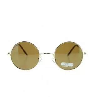 Gold Thin Lite Metal Frame Round Circle Sunglasses Spring Hinge - CK11OVN7TBR $9.07 Round