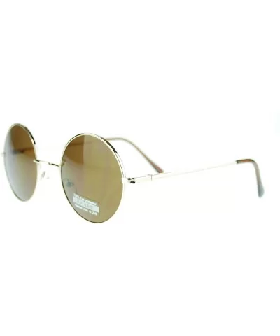 Gold Thin Lite Metal Frame Round Circle Sunglasses Spring Hinge - CK11OVN7TBR $9.07 Round