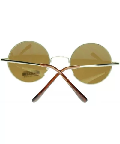 Gold Thin Lite Metal Frame Round Circle Sunglasses Spring Hinge - CK11OVN7TBR $9.07 Round