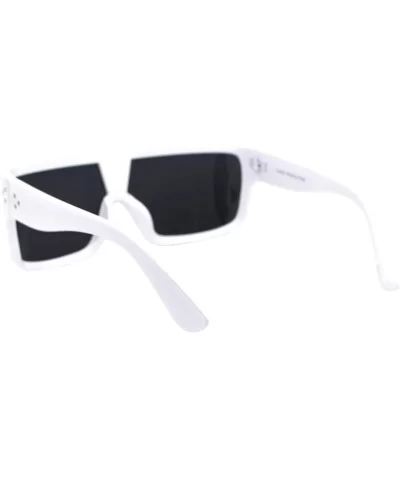 Futuristic Shield Sunglasses Flat Top Curved Sides Goggle Style Shades UV 400 - White - CS1994GKHZN $8.33 Oversized