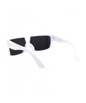 Futuristic Shield Sunglasses Flat Top Curved Sides Goggle Style Shades UV 400 - White - CS1994GKHZN $8.33 Oversized