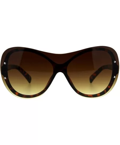 Womens Oversize Shield Butterfly Exposed Lens Rimless Sunglasses - Tortoise Brown - CM18CX8TAH7 $7.51 Rimless