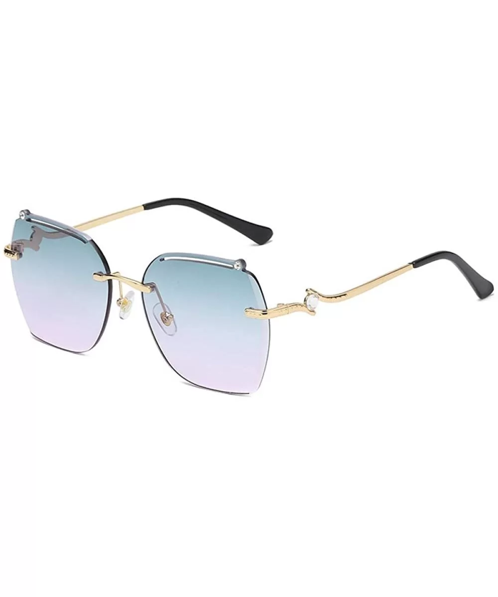 frameless sunglasses personalized irregular glasses Gold - CW1983D7ONK $36.06 Oval