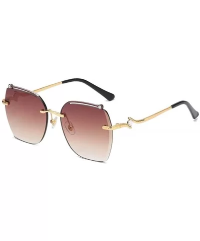 frameless sunglasses personalized irregular glasses Gold - CW1983D7ONK $36.06 Oval