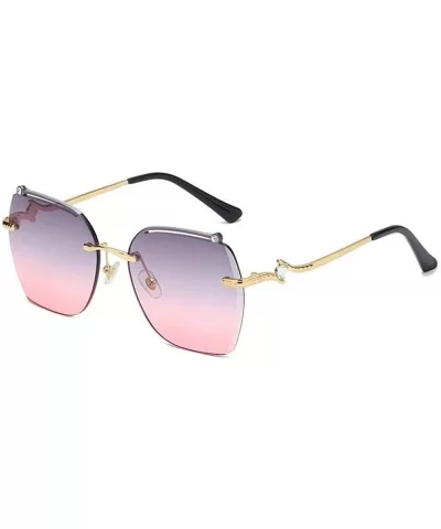 frameless sunglasses personalized irregular glasses Gold - CW1983D7ONK $36.06 Oval