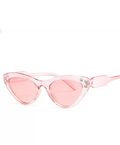 Retro Cat's Eye Frame with Cubic Zirconia Sunglasses for Women PC AC UV400 Sunglasses - Pink - CA18SZTMUQW $11.81 Sport