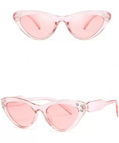 Retro Cat's Eye Frame with Cubic Zirconia Sunglasses for Women PC AC UV400 Sunglasses - Pink - CA18SZTMUQW $11.81 Sport