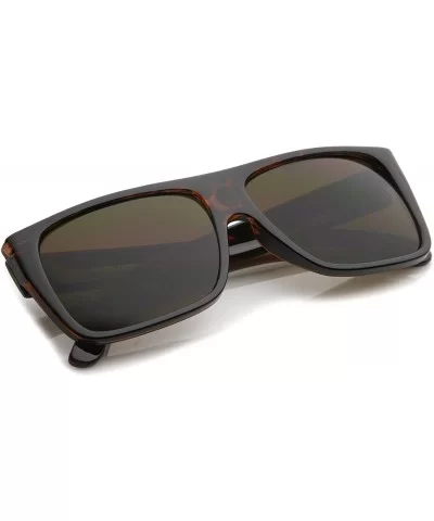 Retro Flat Top Wide Temple Eazy E Style Rectangle Sunglasses 57mm - Tortoise / Brown - CK12MYDMEZM $6.74 Rectangular