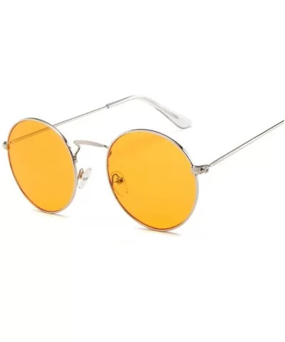 Round Sunglasses Women Brand Designer Sun Glasses Female Fashion Summer Feminino - Silverorange - C7198ZT260N $35.83 Goggle