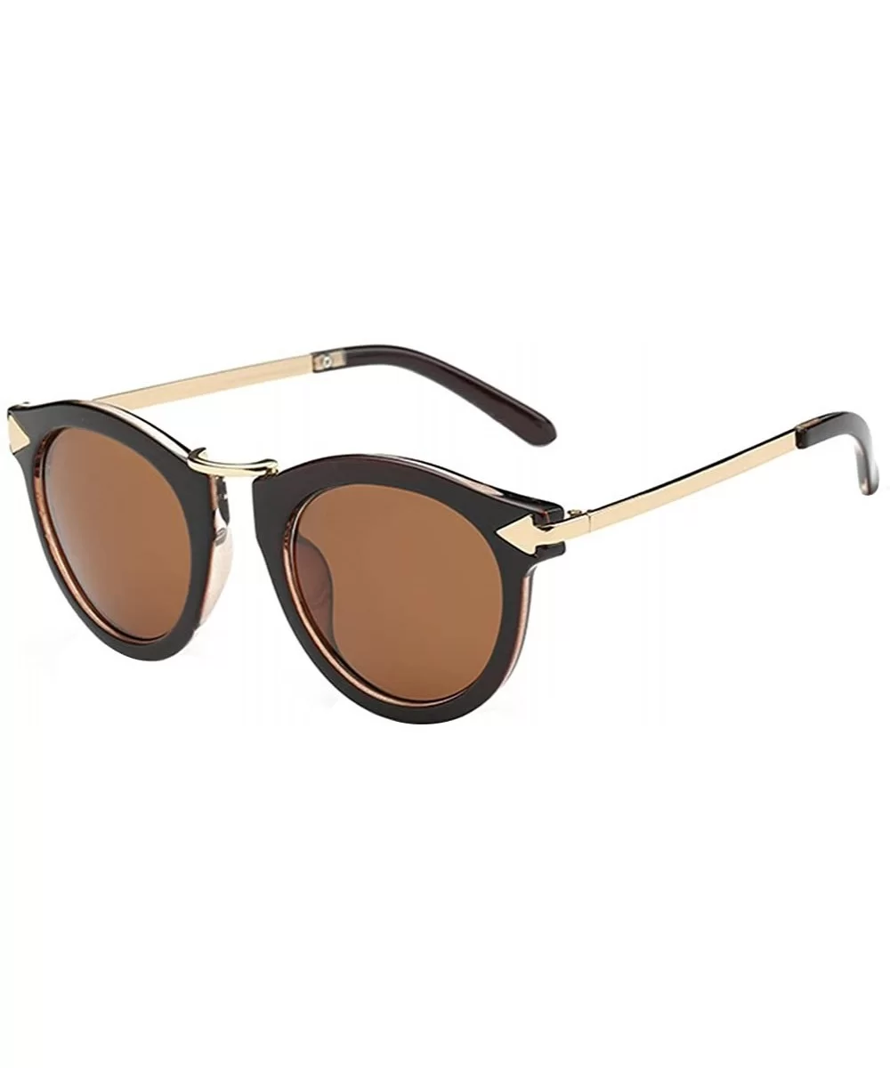 Vintage Glasses Metal Oval Frame Polarized Sunglasses Anti-UV Eyewear - Tawny - C8180RHHLZG $13.46 Oval