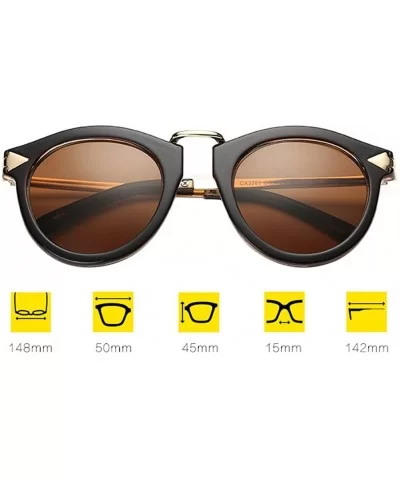 Vintage Glasses Metal Oval Frame Polarized Sunglasses Anti-UV Eyewear - Tawny - C8180RHHLZG $13.46 Oval