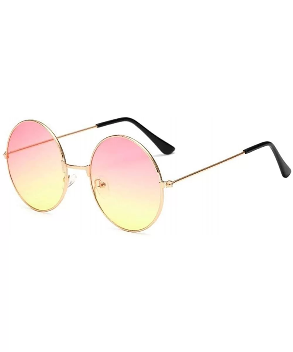 Retro Round Sunglasses Women-Luxury Polarized Shade Glasses-Metal Frame - A - CG1905YK4LM $19.70 Rimless