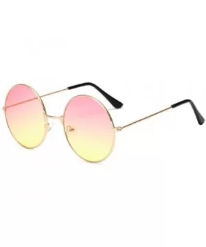 Retro Round Sunglasses Women-Luxury Polarized Shade Glasses-Metal Frame - A - CG1905YK4LM $19.70 Rimless