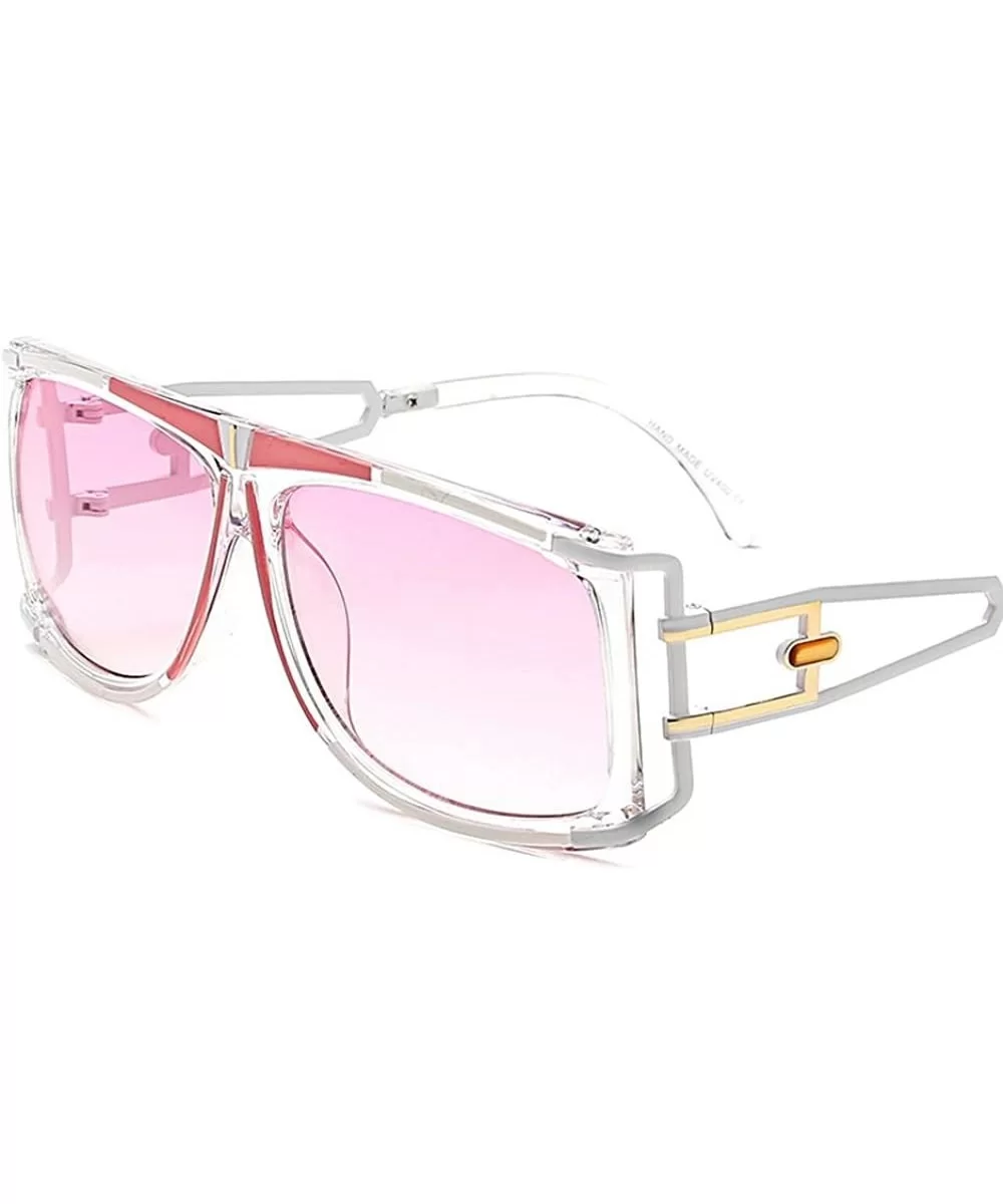 Vintage SQUARE Sunglasses Women Brand Designer Fashion Oversized Retro 997239Y - Pink - CF184YKLWEE $12.46 Square