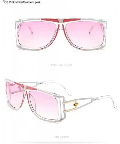 Vintage SQUARE Sunglasses Women Brand Designer Fashion Oversized Retro 997239Y - Pink - CF184YKLWEE $12.46 Square