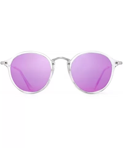 Retro Polarized Round Sunglasses for Women Vintage Small Mirror Glasses - CL18A5LLIKG $14.61 Rimless