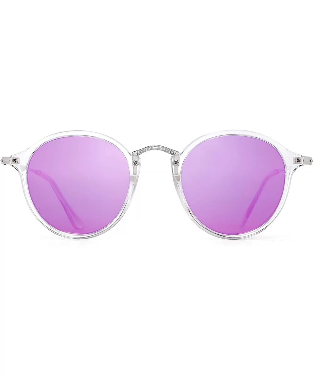 Retro Polarized Round Sunglasses for Women Vintage Small Mirror Glasses - CL18A5LLIKG $14.61 Rimless