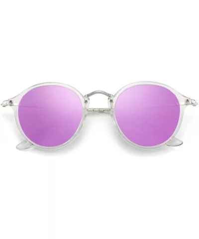 Retro Polarized Round Sunglasses for Women Vintage Small Mirror Glasses - CL18A5LLIKG $14.61 Rimless