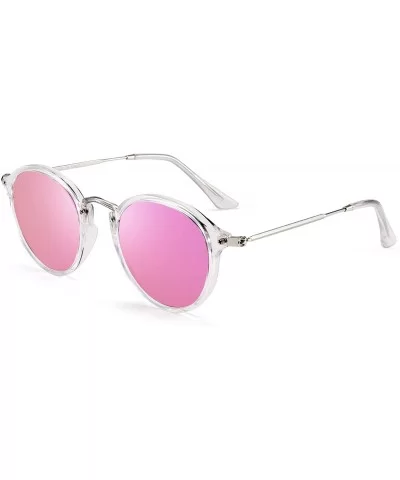 Retro Polarized Round Sunglasses for Women Vintage Small Mirror Glasses - CL18A5LLIKG $14.61 Rimless