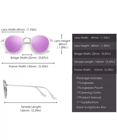 Retro Polarized Round Sunglasses for Women Vintage Small Mirror Glasses - CL18A5LLIKG $14.61 Rimless