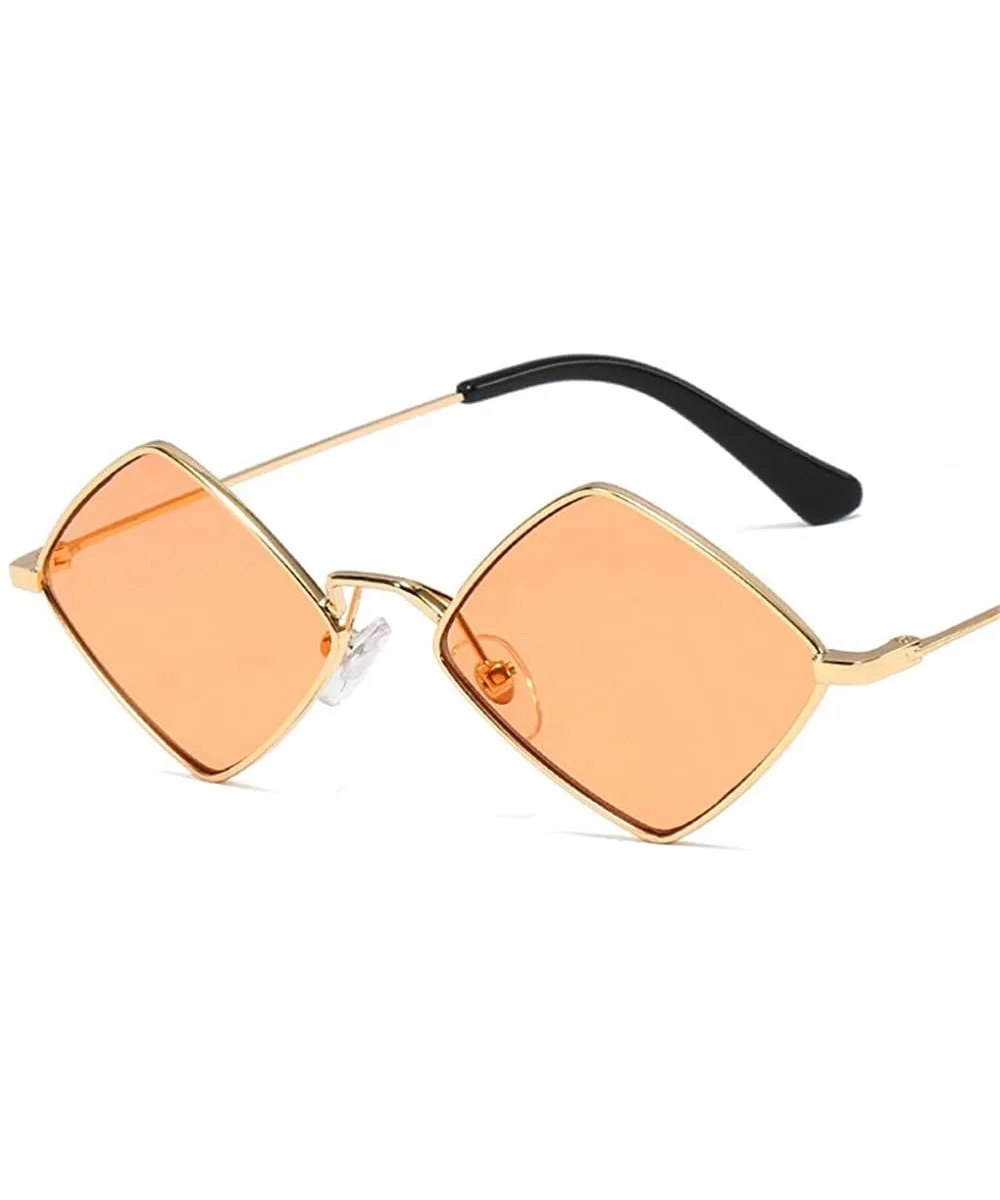 Hip-Hop Irregular Metal Small Frame Clear Color Lens Sunglasses - Champagne - C618UWH0WL0 $9.41 Oval