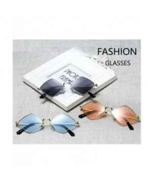 Hip-Hop Irregular Metal Small Frame Clear Color Lens Sunglasses - Champagne - C618UWH0WL0 $9.41 Oval