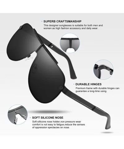 Polarized Aviator Sunglasses for Men Uv Protection - Round Sunglasses - Oversized Sunglasses - Oversized Black - CR18EK6SOE6 ...