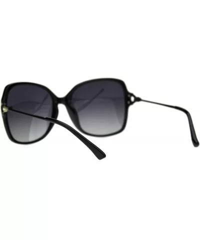 Polarized Lens Rhinestone Bling Buckle Hinge Rectangular Butterfly Sunglasses - Black Smoke - CP18TUHTTEX $10.73 Oversized