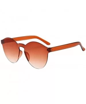 Women Men Fashion Clear Retro Sunglasses Outdoor Frameless Eyewear Glasses - Brown a - C6196HEEL5M $5.09 Wrap