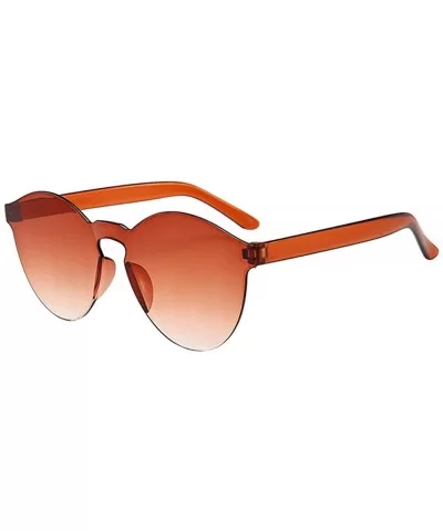 Women Men Fashion Clear Retro Sunglasses Outdoor Frameless Eyewear Glasses - Brown a - C6196HEEL5M $5.09 Wrap