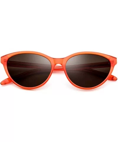 Acetate Polarized Sunglasses Mirror Cat Eye Sun Glasses for Women 9111 - Orange - C018NS77AN4 $28.20 Cat Eye