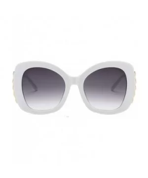 fashion Shade Sunglasses Retro glasses Men and women Sunglasses - White Gray - CI18LL09IW6 $5.62 Oval